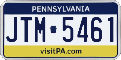 PA license plate JTM5461