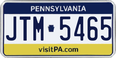 PA license plate JTM5465
