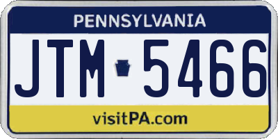 PA license plate JTM5466