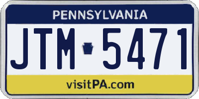 PA license plate JTM5471