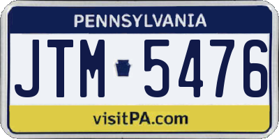 PA license plate JTM5476