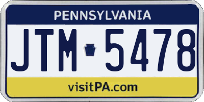 PA license plate JTM5478