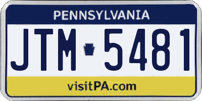 PA license plate JTM5481