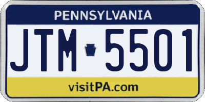 PA license plate JTM5501