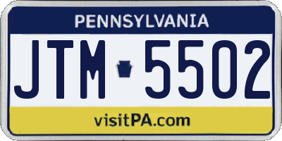 PA license plate JTM5502