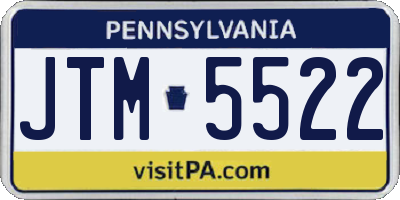 PA license plate JTM5522