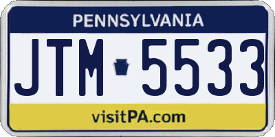 PA license plate JTM5533