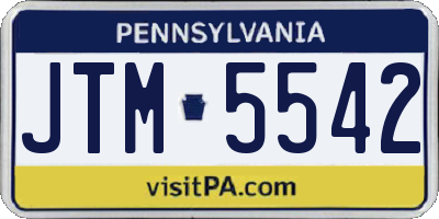 PA license plate JTM5542