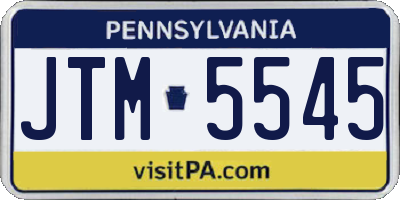 PA license plate JTM5545