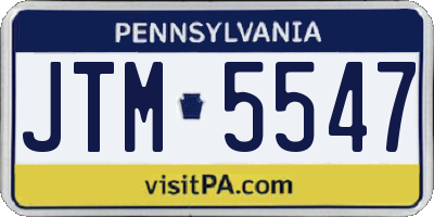 PA license plate JTM5547