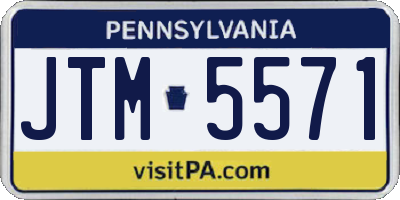 PA license plate JTM5571