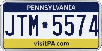 PA license plate JTM5574