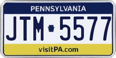 PA license plate JTM5577