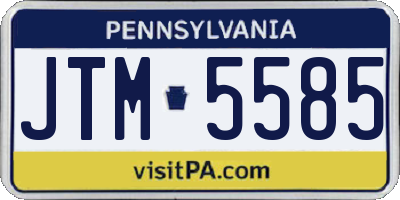 PA license plate JTM5585