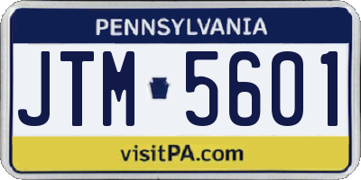 PA license plate JTM5601
