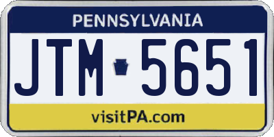 PA license plate JTM5651