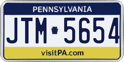 PA license plate JTM5654