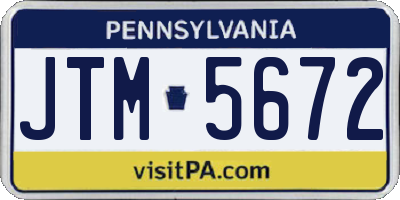 PA license plate JTM5672