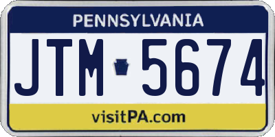 PA license plate JTM5674