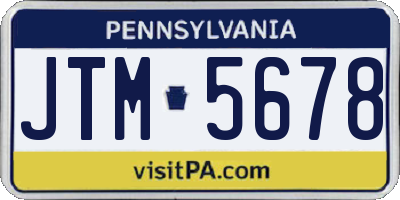 PA license plate JTM5678