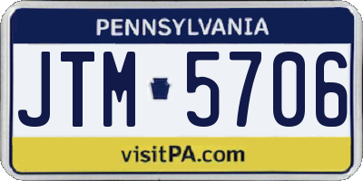 PA license plate JTM5706