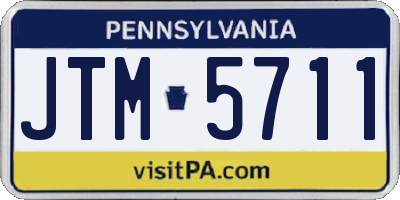 PA license plate JTM5711