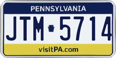 PA license plate JTM5714