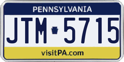 PA license plate JTM5715