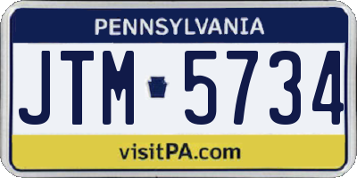 PA license plate JTM5734