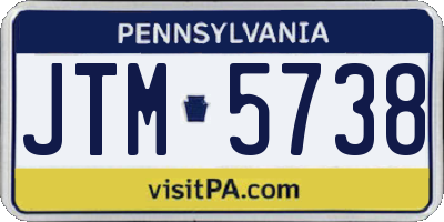 PA license plate JTM5738