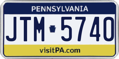 PA license plate JTM5740