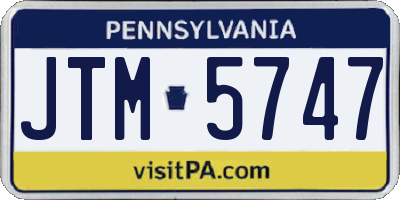 PA license plate JTM5747