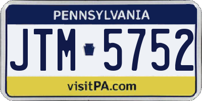 PA license plate JTM5752