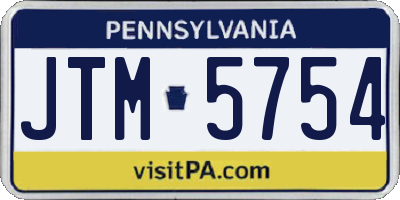 PA license plate JTM5754