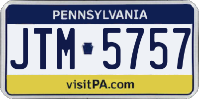 PA license plate JTM5757