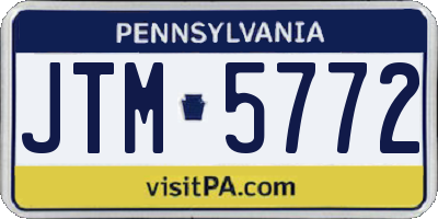 PA license plate JTM5772