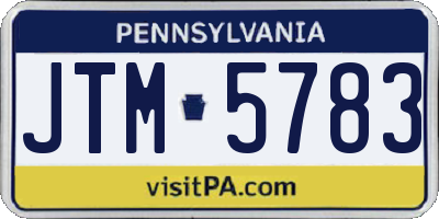 PA license plate JTM5783