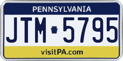 PA license plate JTM5795