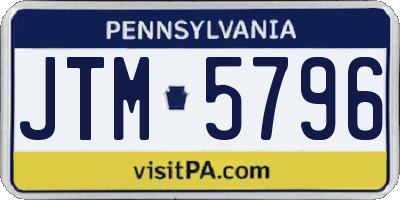 PA license plate JTM5796