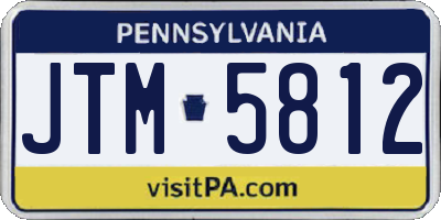 PA license plate JTM5812