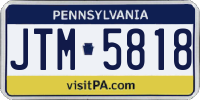 PA license plate JTM5818