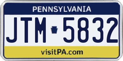 PA license plate JTM5832