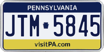 PA license plate JTM5845