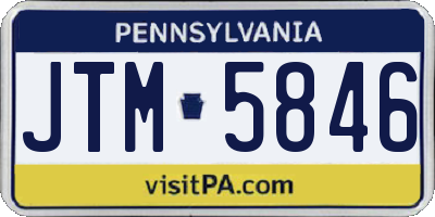 PA license plate JTM5846