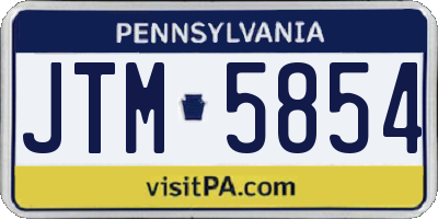 PA license plate JTM5854