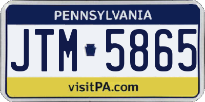 PA license plate JTM5865