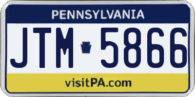 PA license plate JTM5866
