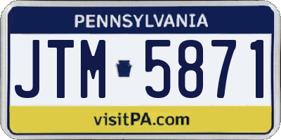 PA license plate JTM5871