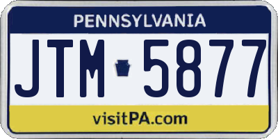 PA license plate JTM5877
