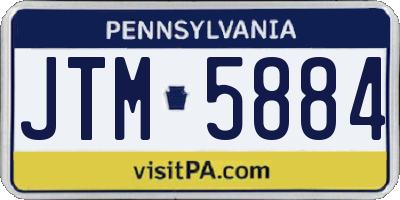 PA license plate JTM5884